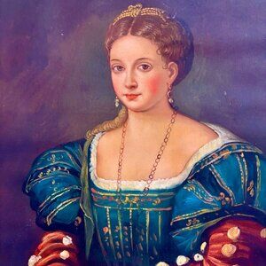 Vintage Oil Painting, "La Bella", after Titian, Actual Oil Painting, Not a Print